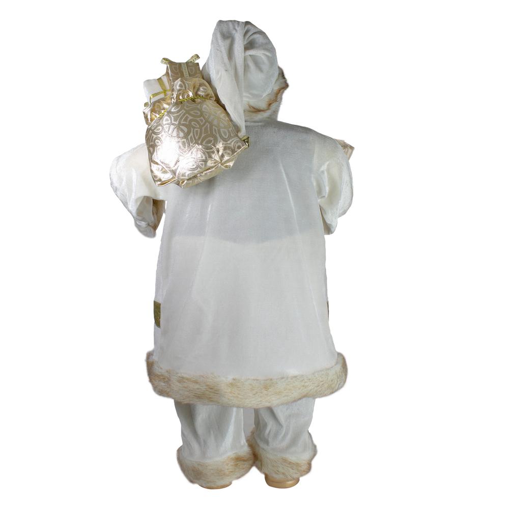 36" Winter White and Ivory Santa Claus with Gift Bag Christmas Figure. Picture 5