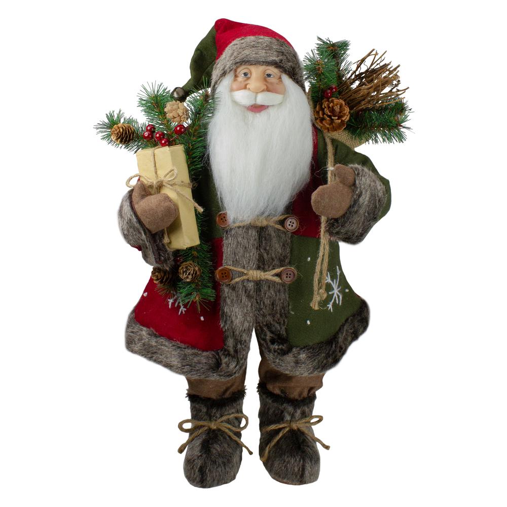 24" Country Rustic Santa Claus with Snowflake Jacket Christmas Figure. Picture 1