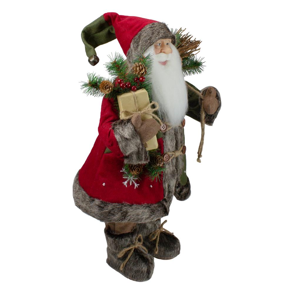 24" Country Rustic Santa Claus with Snowflake Jacket Christmas Figure. Picture 4