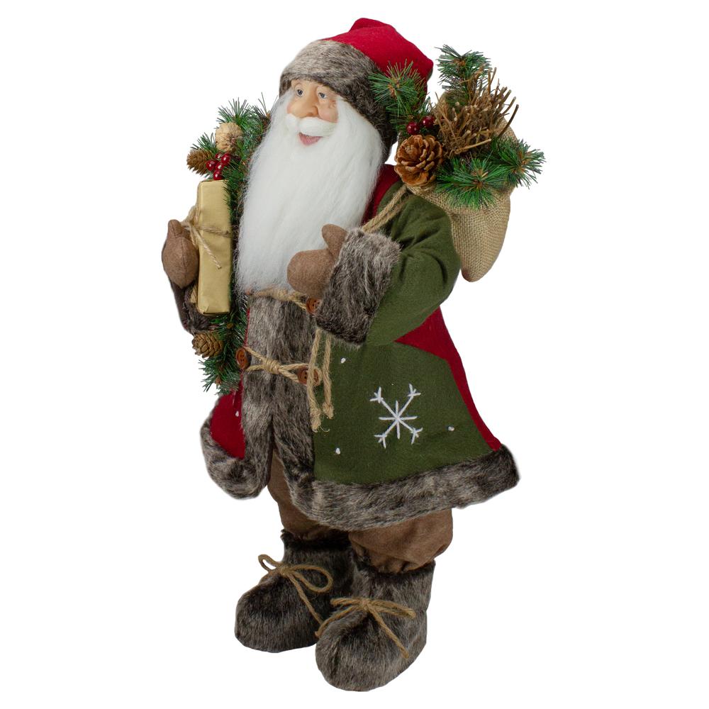 24" Country Rustic Santa Claus with Snowflake Jacket Christmas Figure. Picture 3