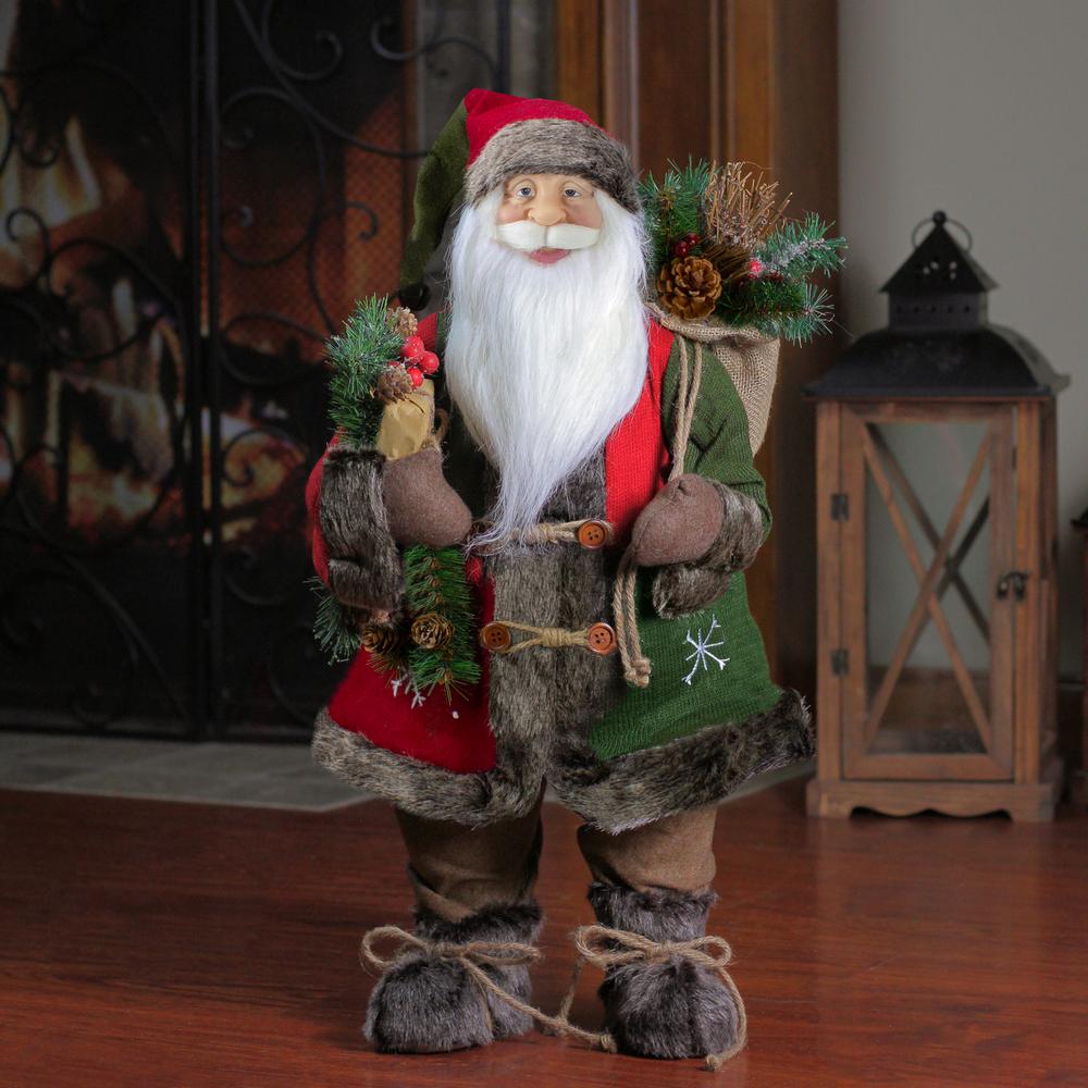 24" Country Rustic Santa Claus with Snowflake Jacket Christmas Figure. Picture 2