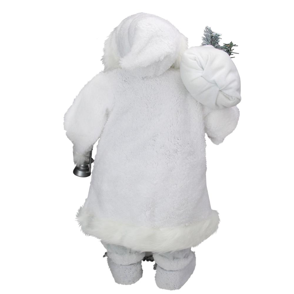 24" White Silver Santa Claus with Lantern Christmas Figure. Picture 4
