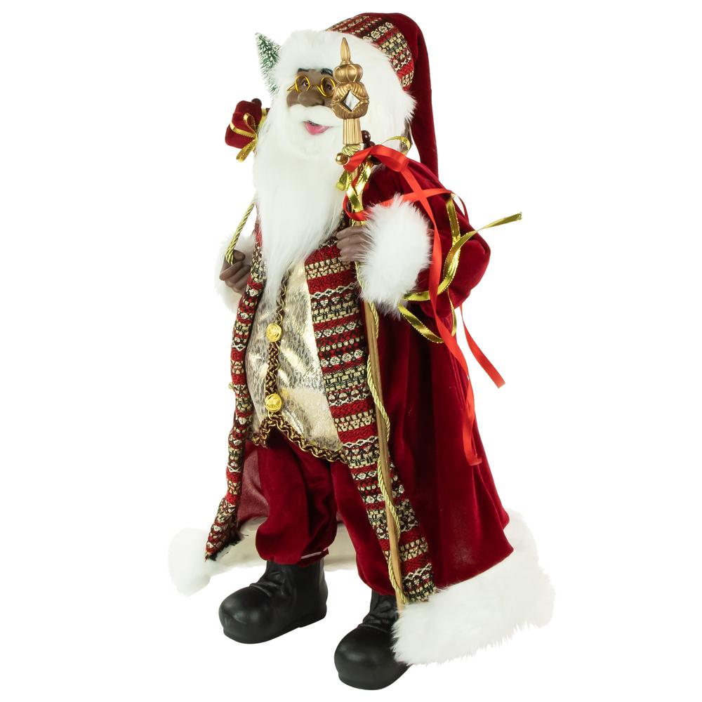 24" African American Santa Claus with Gift Bag Christmas Figure. Picture 3