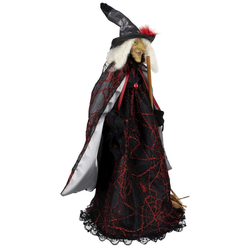 Victorian Style Witch with Broom Halloween Figure - 18". Picture 3