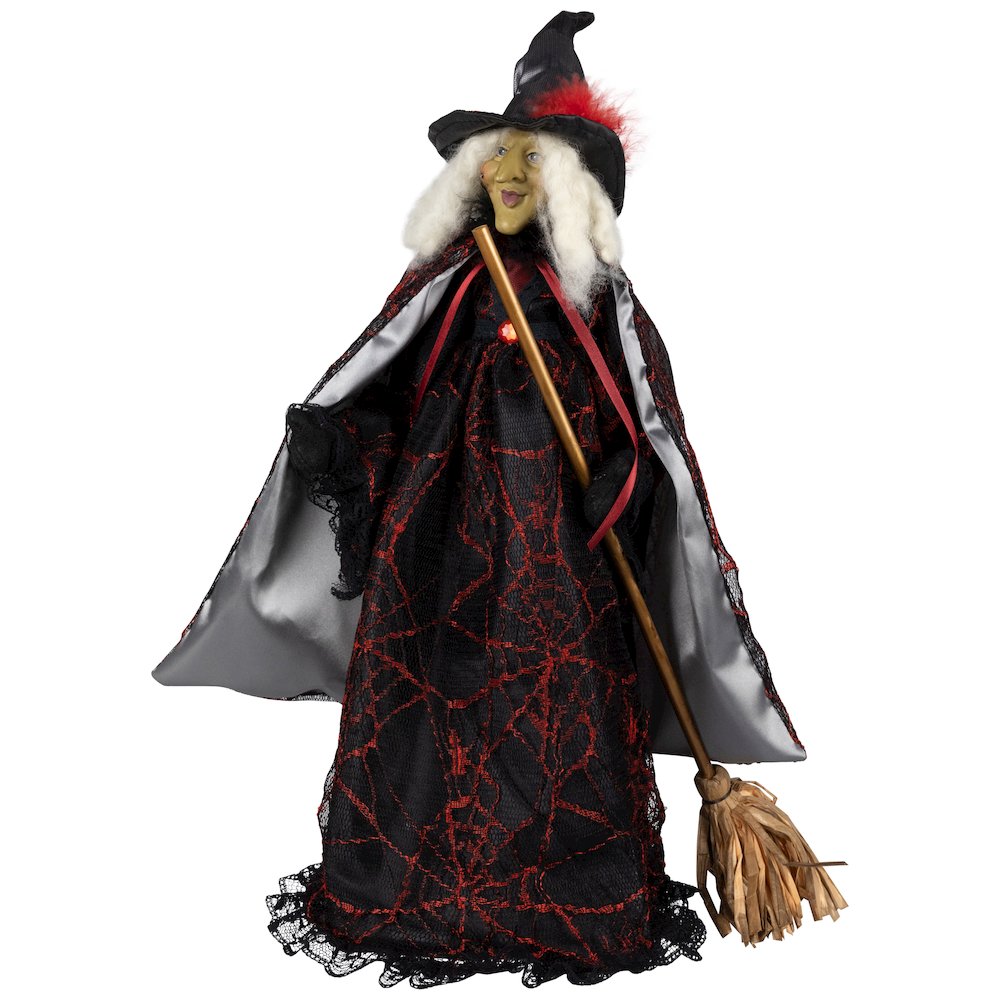 Victorian Style Witch with Broom Halloween Figure - 18". Picture 4