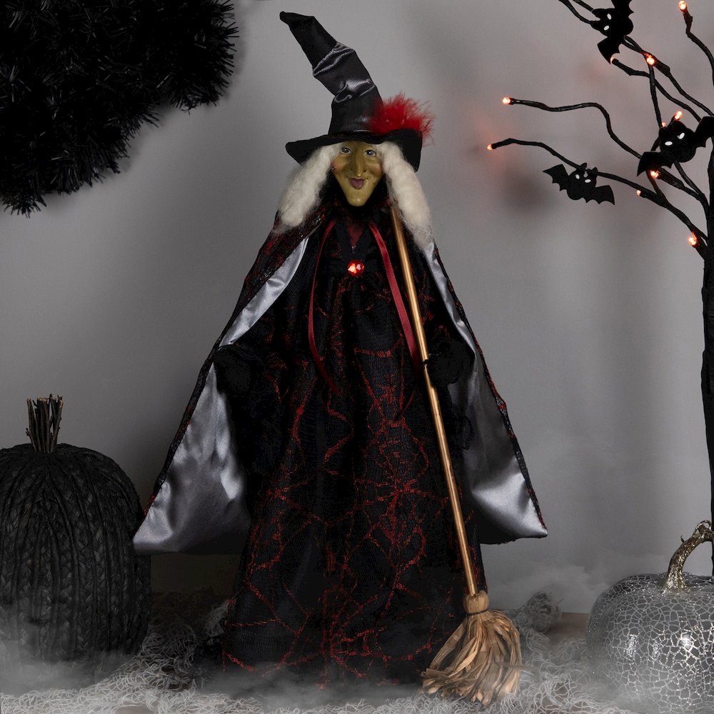 Victorian Style Witch with Broom Halloween Figure - 18". Picture 6