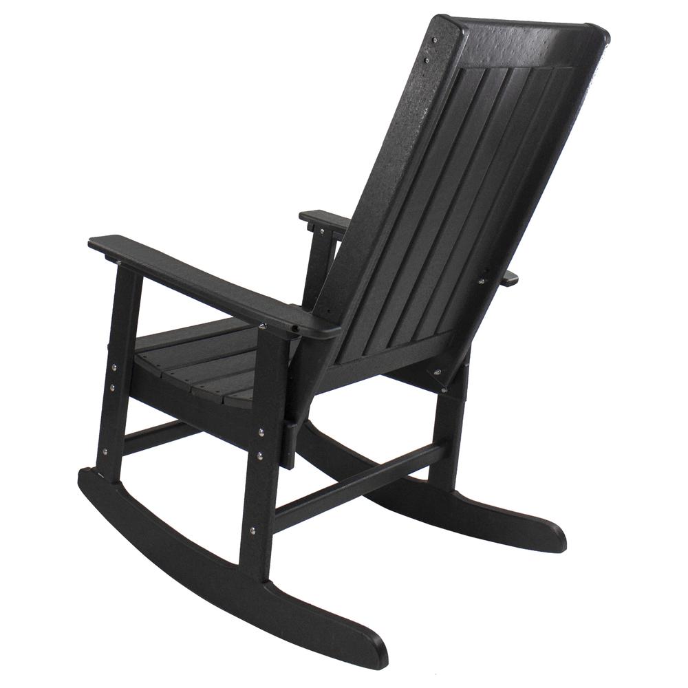 All Weather Recycled Plastic Outdoor Rocking Chair  Black. Picture 5