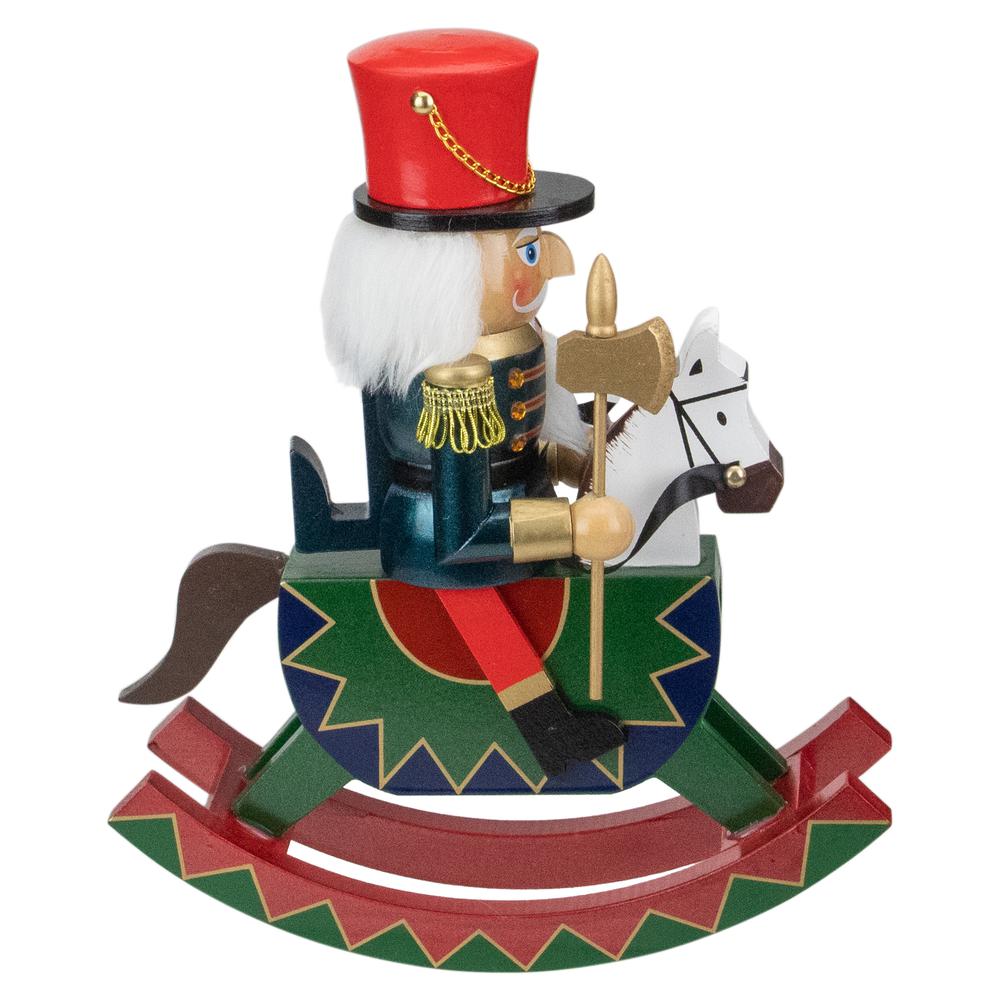 11.5 Red and Blue Christmas Nutcracker Soldier on Rocking Horse. Picture 3