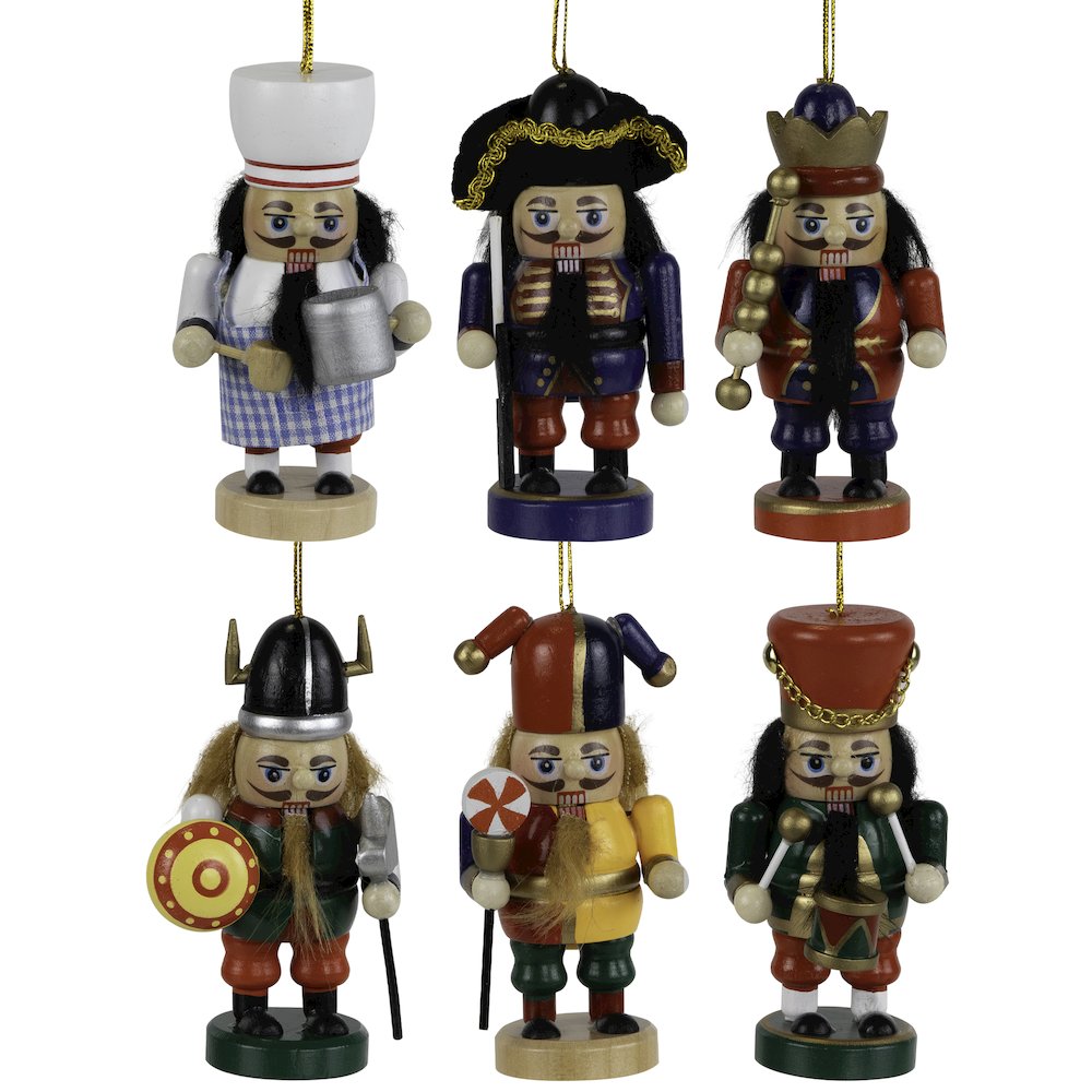 Professional Nutcracker Christmas Ornaments - 4" - Set of 6 - Multicolor. Picture 2