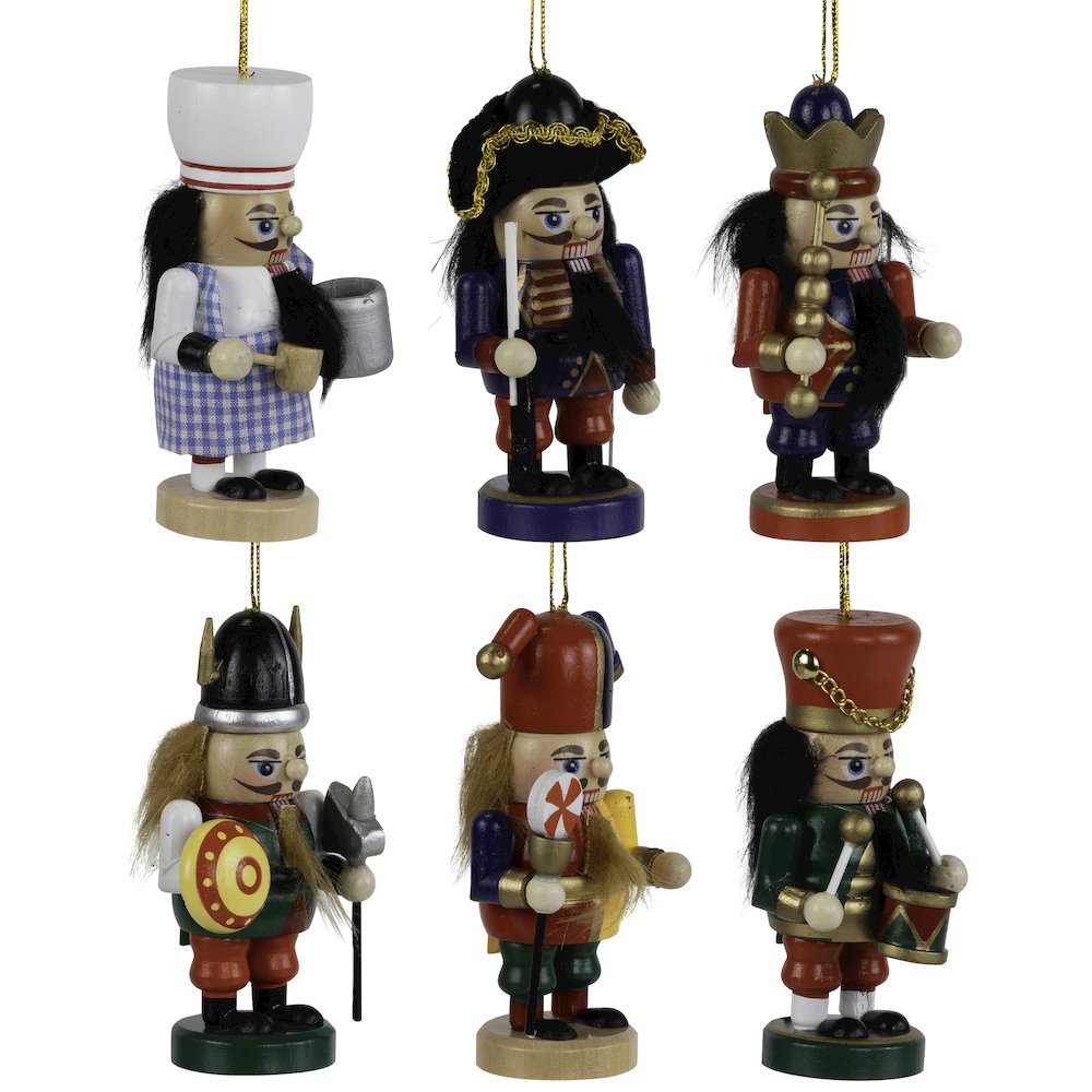 Professional Nutcracker Christmas Ornaments - 4" - Set of 6 - Multicolor. Picture 4