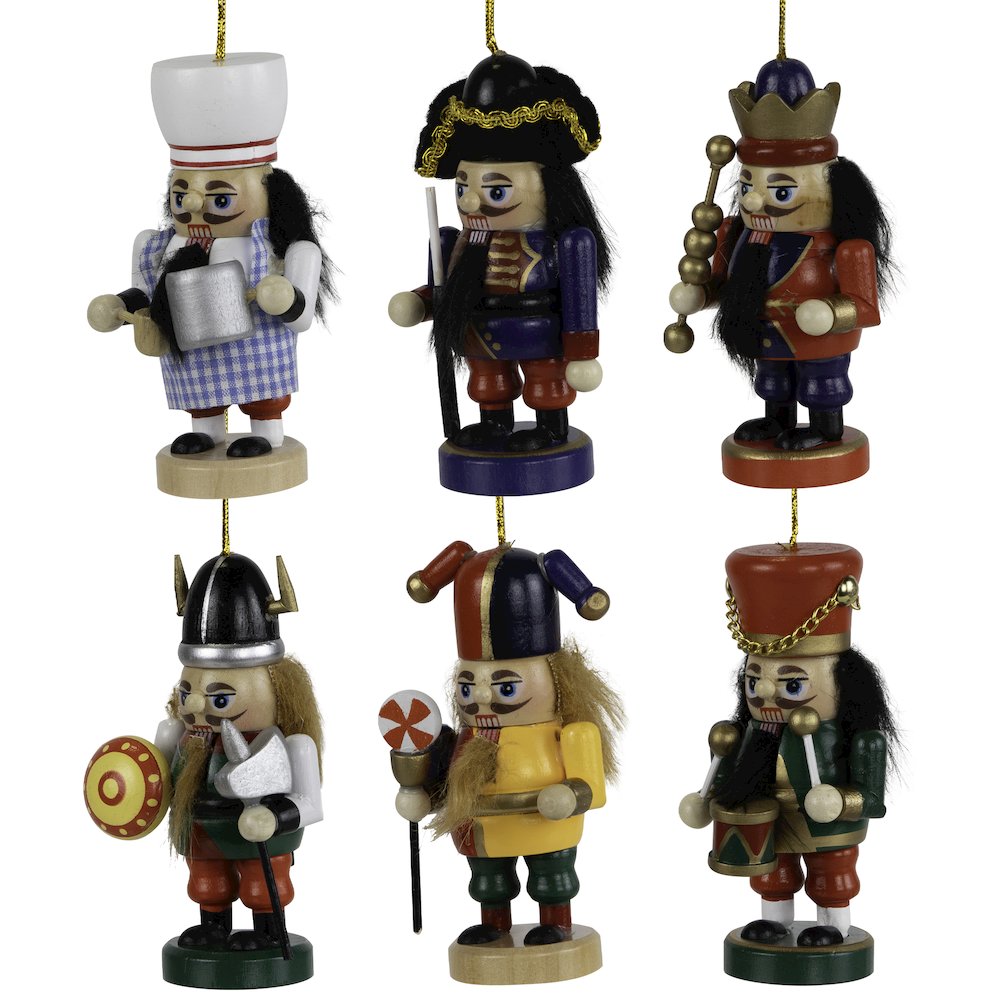 Professional Nutcracker Christmas Ornaments - 4" - Set of 6 - Multicolor. Picture 5