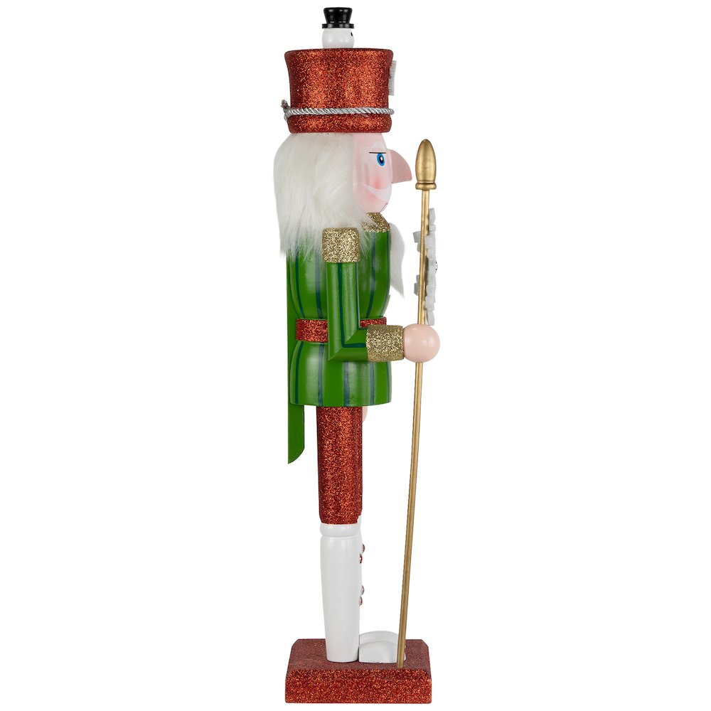 Glittered Nutcracker with Snowflake Scepter Christmas Figure - 15" - Red /Green. Picture 4
