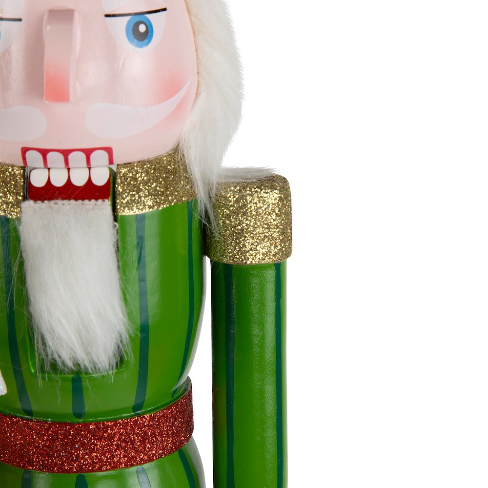 Glittered Nutcracker with Snowflake Scepter Christmas Figure - 15" - Red /Green. Picture 6