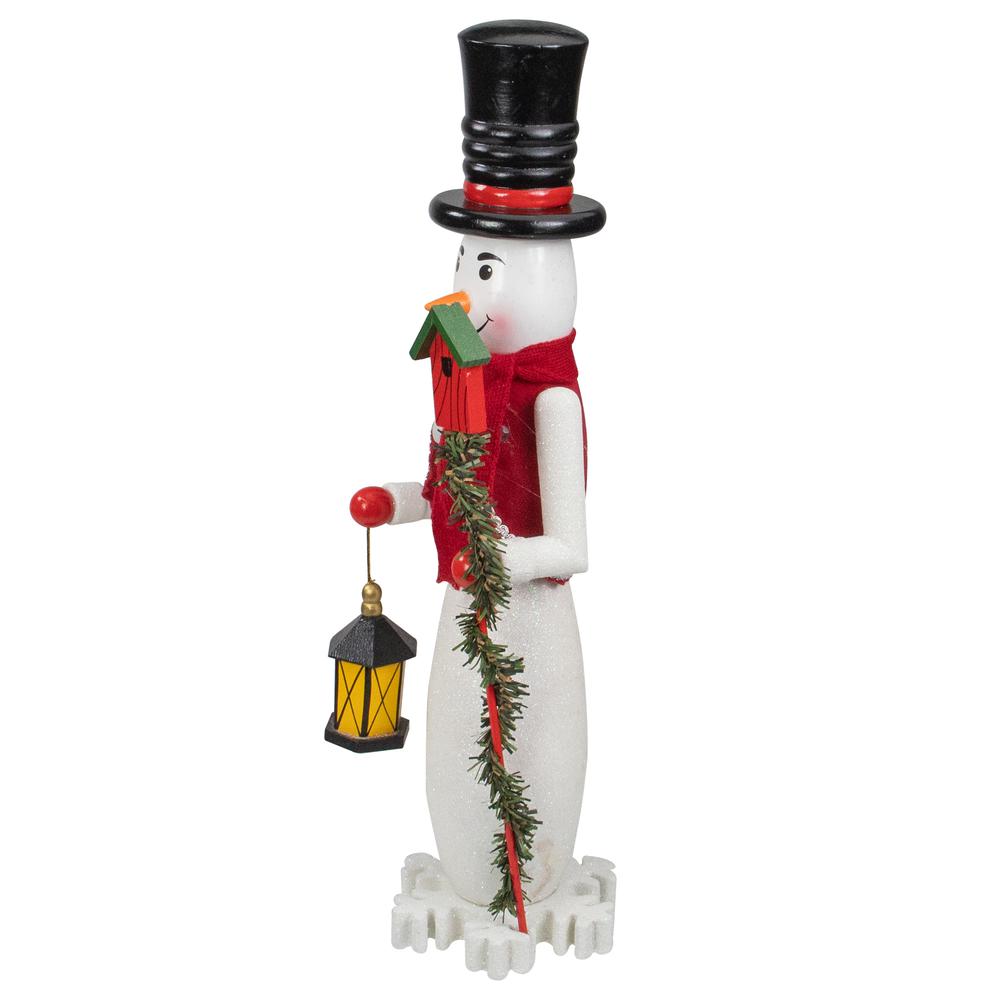 18" White and Red Snowman Nutcracker Christmas Tabletop Decor. Picture 2