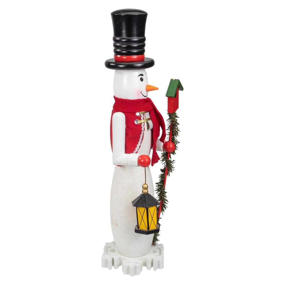 18" White and Red Snowman Nutcracker Christmas Tabletop Decor. Picture 3