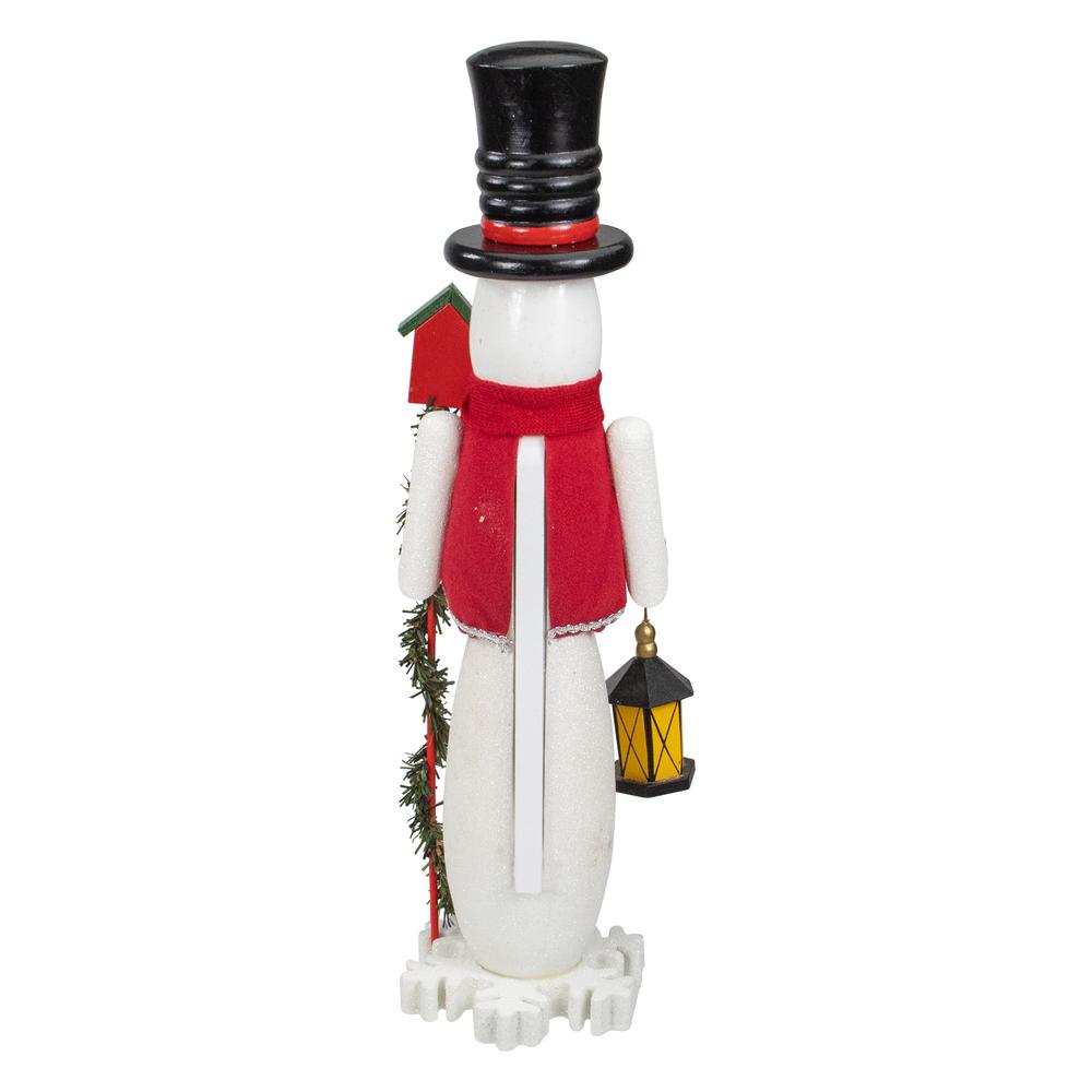18" White and Red Snowman Nutcracker Christmas Tabletop Decor. Picture 4