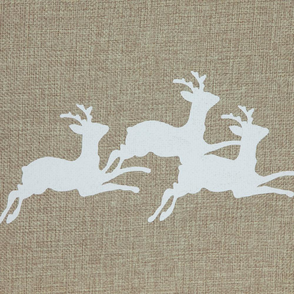 26" Beige Burlap with Reindeer Hexagonal Christmas Tree Collar. Picture 5
