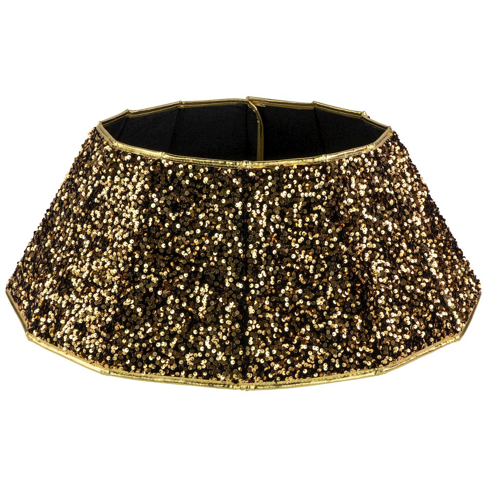26" Gold Sequins Hexagonal Christmas Tree Collar. Picture 1