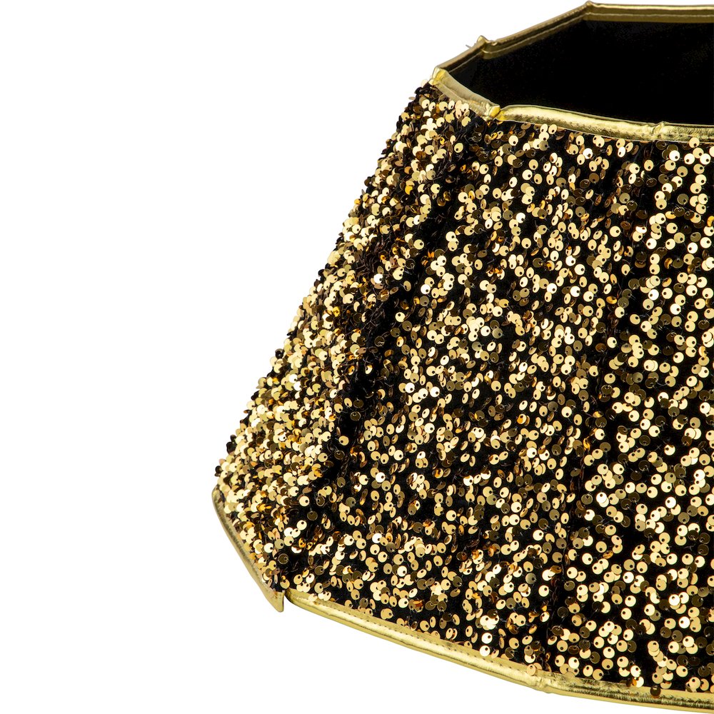 26" Gold Sequins Hexagonal Christmas Tree Collar. Picture 3