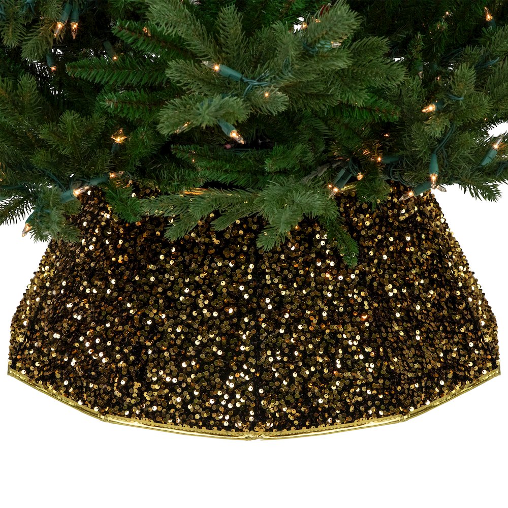 26" Gold Sequins Hexagonal Christmas Tree Collar. Picture 7