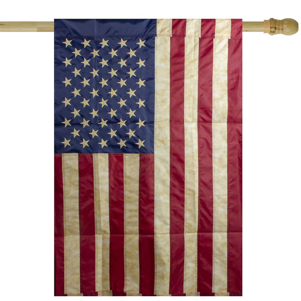 Embroidered Tea-Stained Patriotic USA House Flag 40" x 28". Picture 2