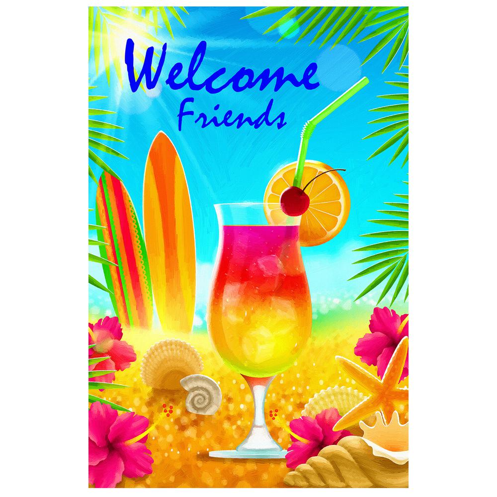 Tropical Welcome Friends Outdoor House Flag 28" x 40". Picture 2
