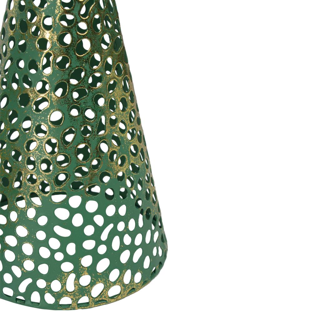Set of 3 Green and Gold Christmas Tabletop Cone Trees 16". Picture 4