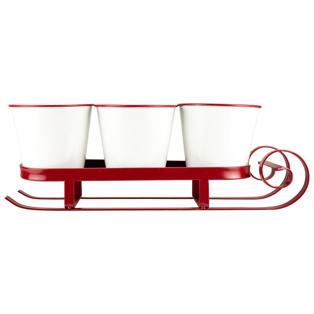 18.75" Red Sleigh with Sentiment Buckets Christmas Table Centerpiece. Picture 5
