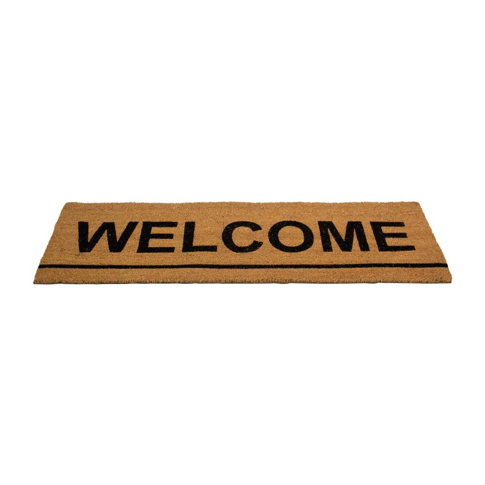 Natural Coir Outdoor Rectangular "Welcome" Doormat 16" x 48". Picture 3