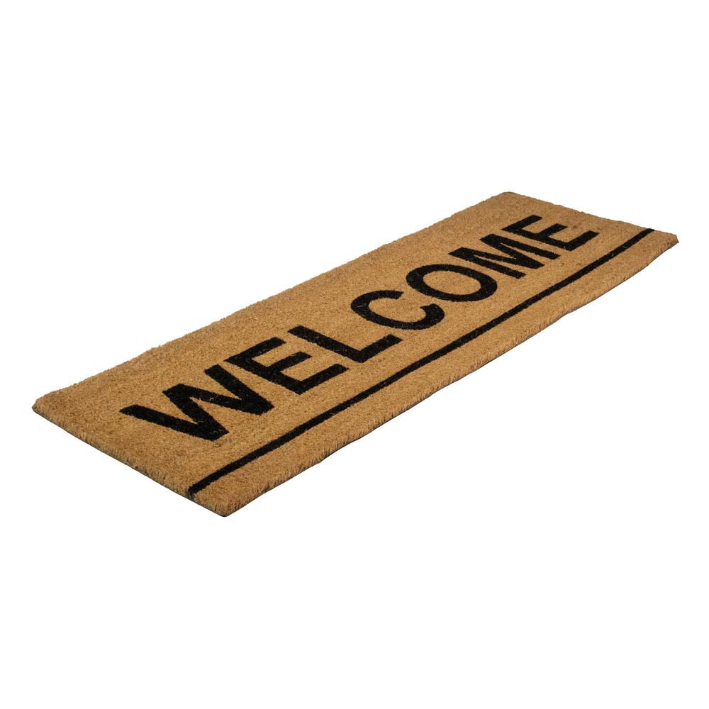 Natural Coir Outdoor Rectangular "Welcome" Doormat 16" x 48". Picture 4