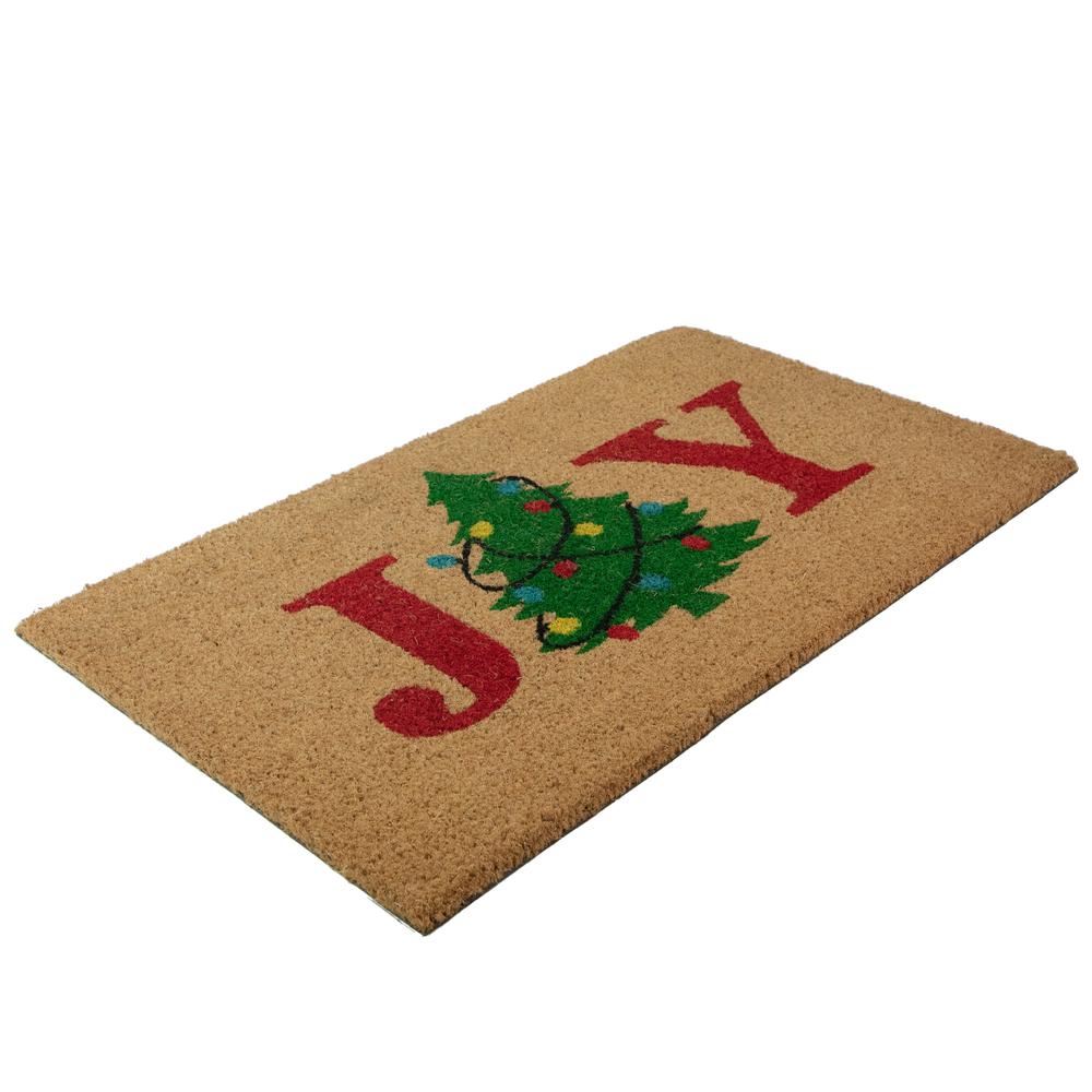 Natural Coir "Joy" Christmas Tree Doormat 18" x 30". Picture 3