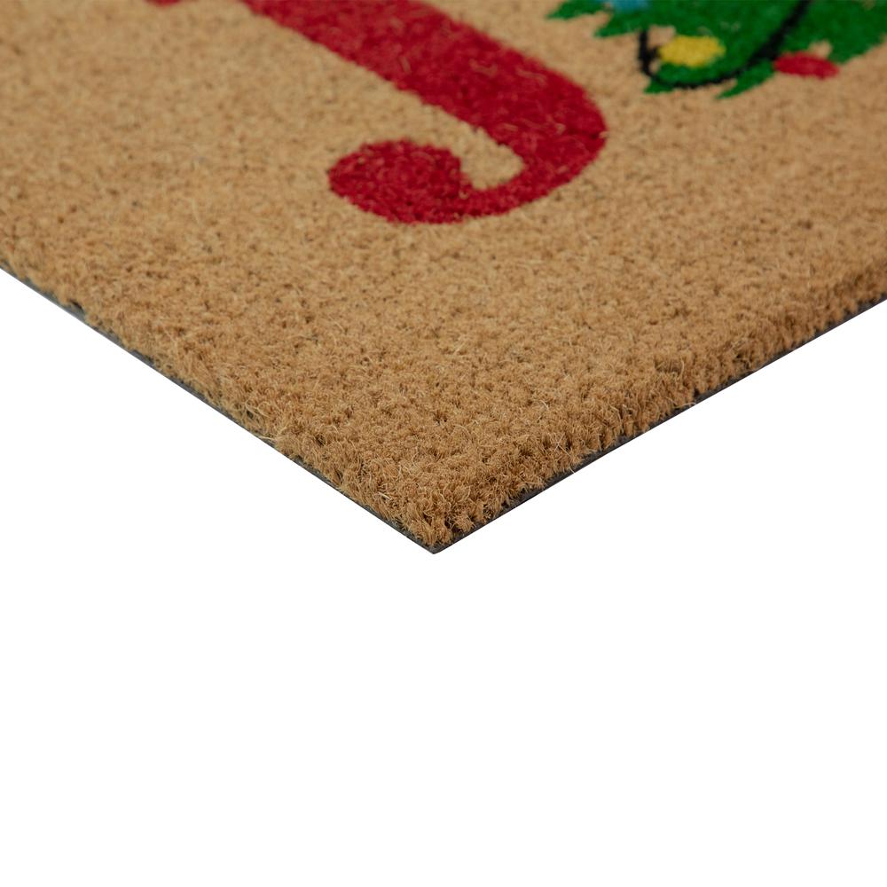 Natural Coir "Joy" Christmas Tree Doormat 18" x 30". Picture 4