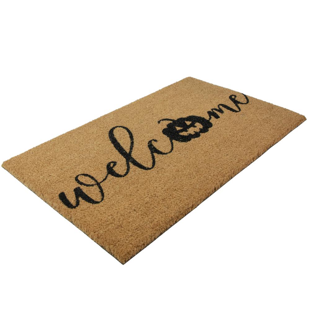 Natural Coir Pumpkin "Welcome" Halloween Doormat 18" x 30". Picture 3