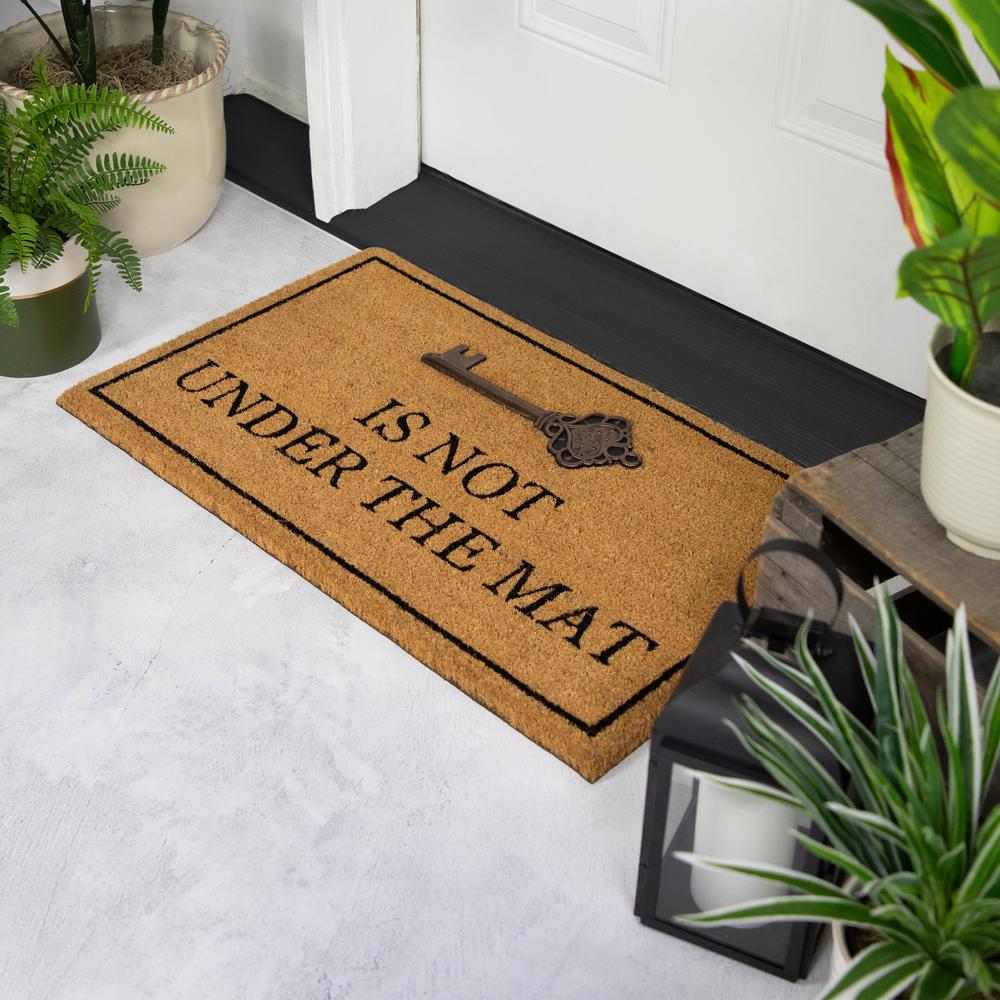 Key is Not Under the Mat Coir Outdoor Doormat 18" x 30". Picture 3