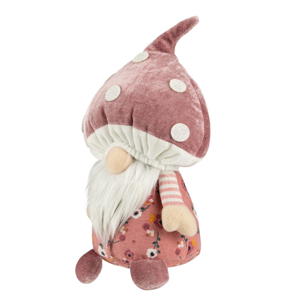 10.5" Pink Springtime Floral Mushroom Gnome. Picture 4