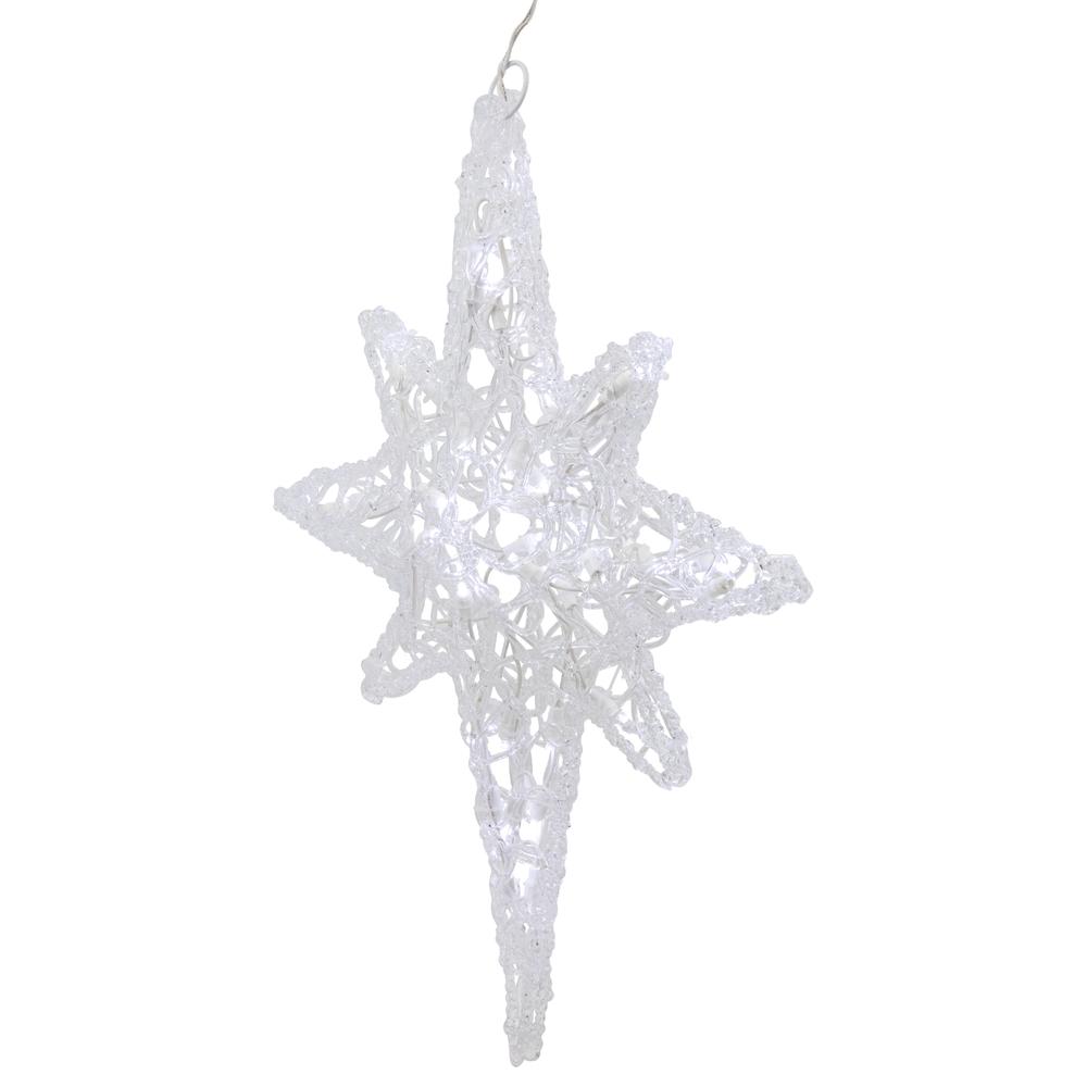 24" Pure White LED Twinkle Bethlehem Star Hanging Christmas Decoration. Picture 2
