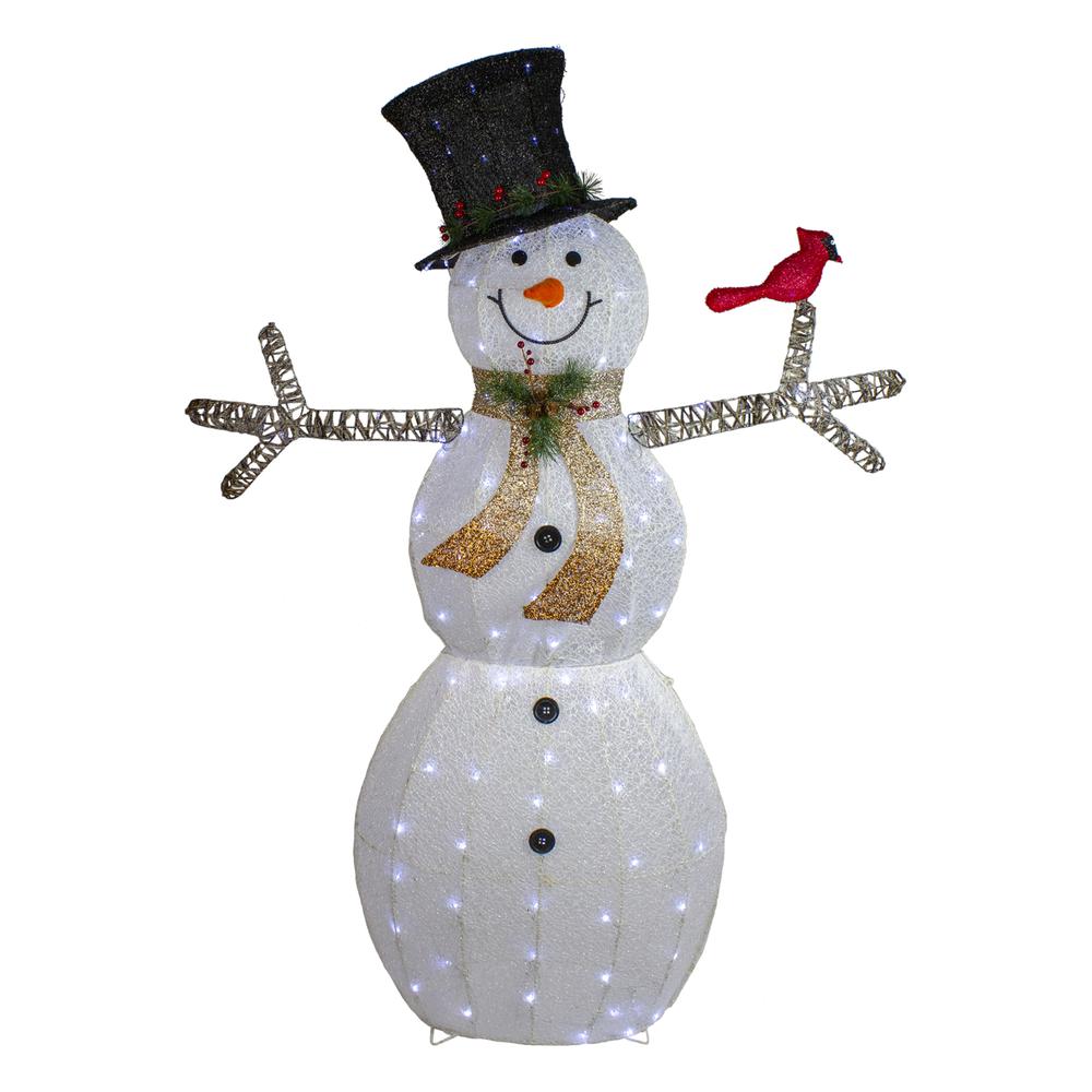 72" White and Black LED Snowman with Top Hat Christmas Outdoor Decoration. Picture 1