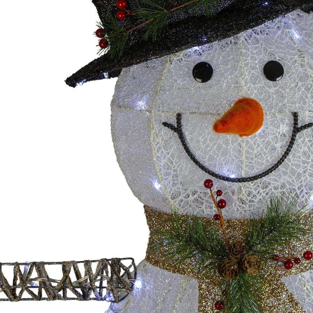 72" White and Black LED Snowman with Top Hat Christmas Outdoor Decoration. Picture 3