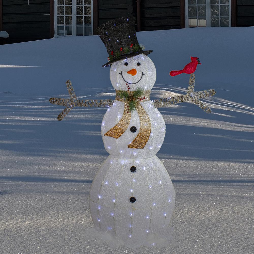 72" White and Black LED Snowman with Top Hat Christmas Outdoor Decoration. Picture 2