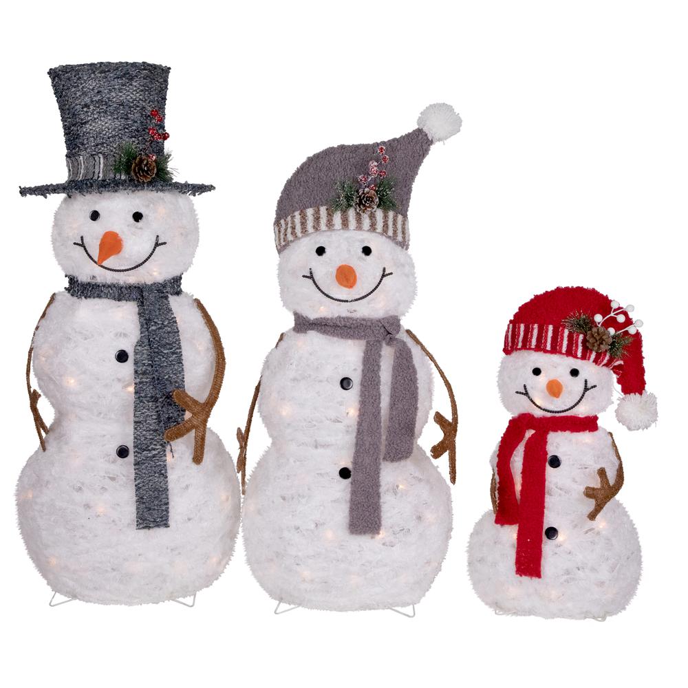 Set of 3 Lighted Snowman Family Outdoor Christmas Decoration 39.5". Picture 1