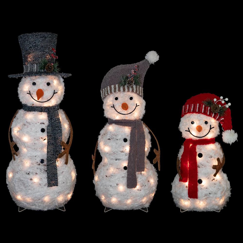Set of 3 Lighted Snowman Family Outdoor Christmas Decoration 39.5". Picture 3