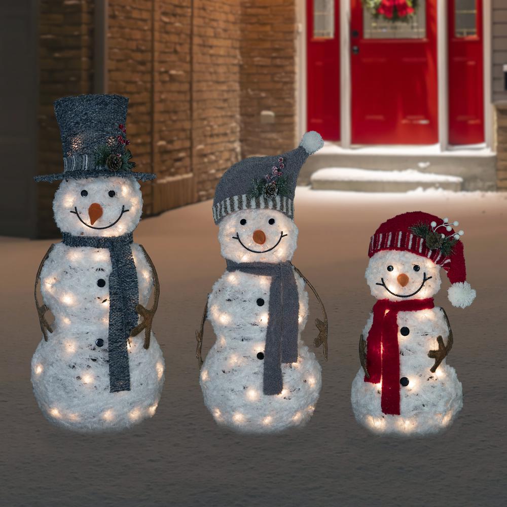 Set of 3 Lighted Snowman Family Outdoor Christmas Decoration 39.5". Picture 2