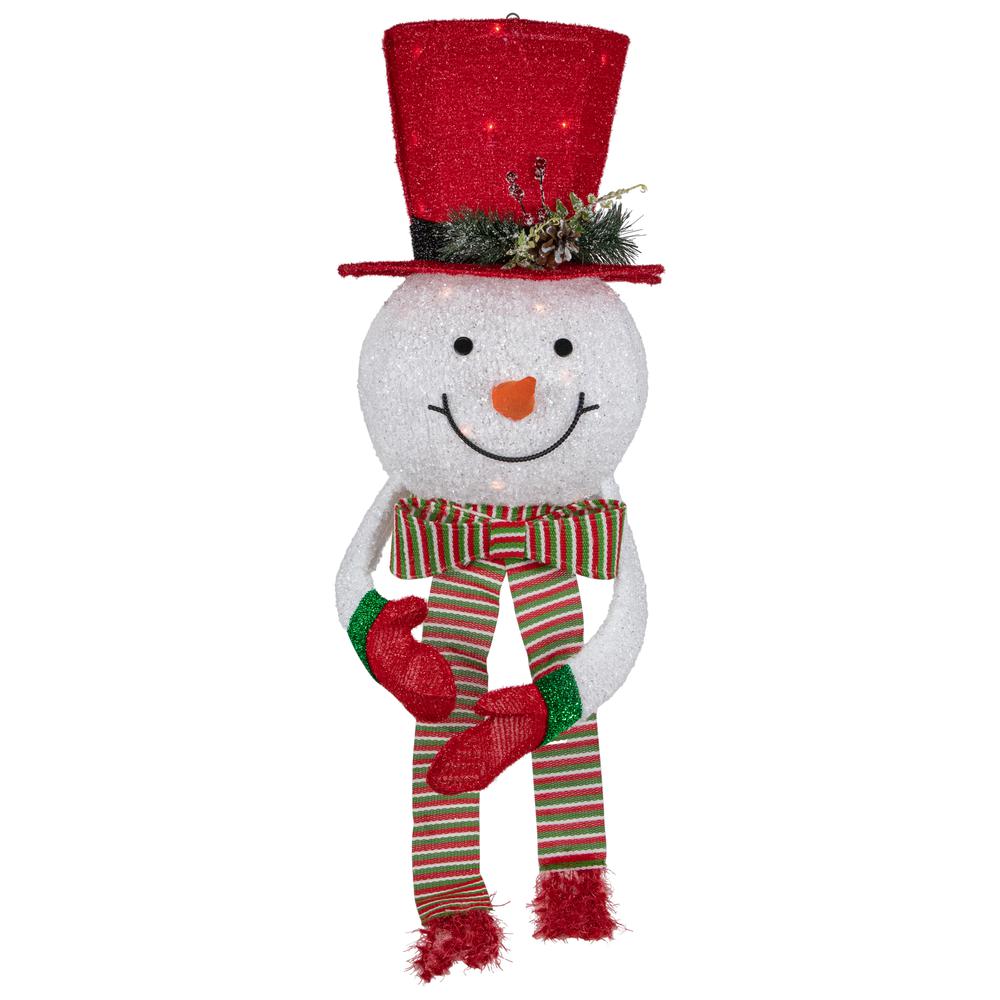 21.5" Lighted Snowman with Red Top Hat Christmas Tree Topper. Picture 1