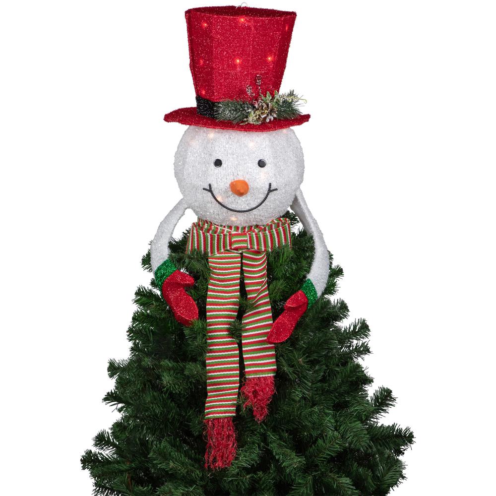 21.5" Lighted Snowman with Red Top Hat Christmas Tree Topper. Picture 4