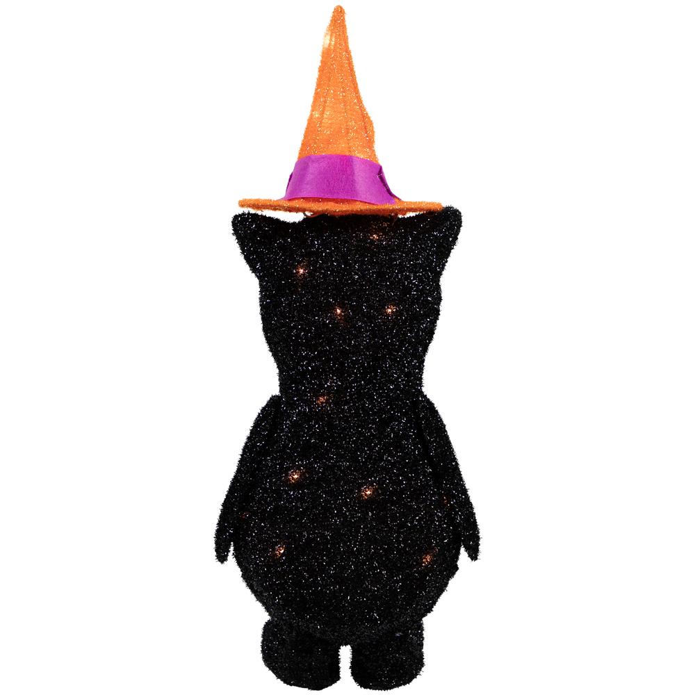 24" Lighted Black Cat in Witch's Hat Halloween Yard Decoration. Picture 4