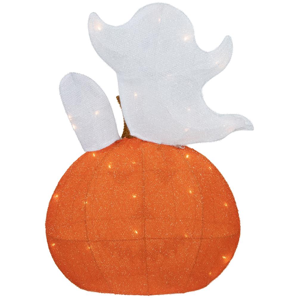 LED Lighted Battery Operated Jack-O-Lantern and Ghosts Halloween Decoration. Picture 4
