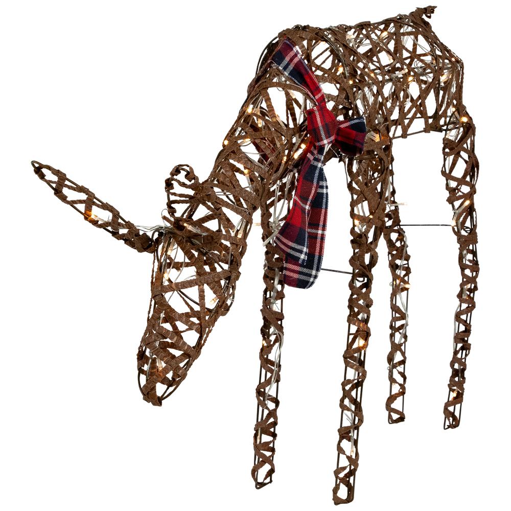 35" LED Lighted Feeding Rattan Reindeer Outdoor Christmas Decoration. Picture 1