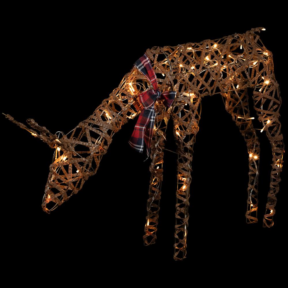 35" LED Lighted Feeding Rattan Reindeer Outdoor Christmas Decoration. Picture 7