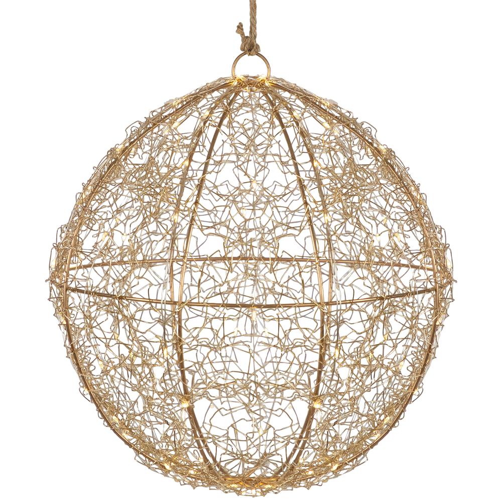 12" LED Twinkle Lighted Gold Wire Ball Outdoor Christmas Decoration. Picture 2