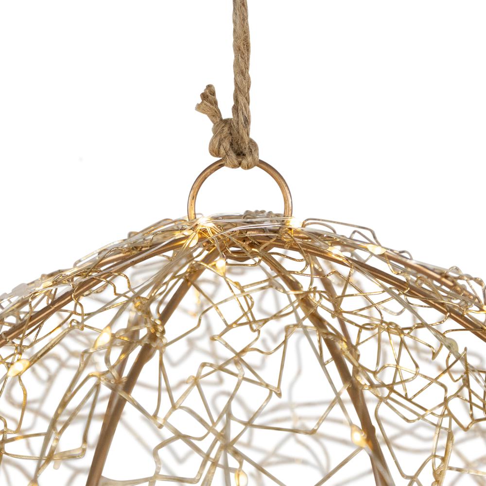 12" LED Twinkle Lighted Gold Wire Ball Outdoor Christmas Decoration. Picture 3